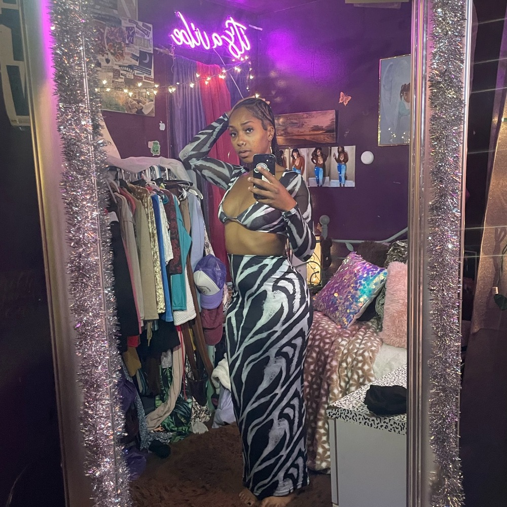 Black and White Zebra Print Two-Piece Set